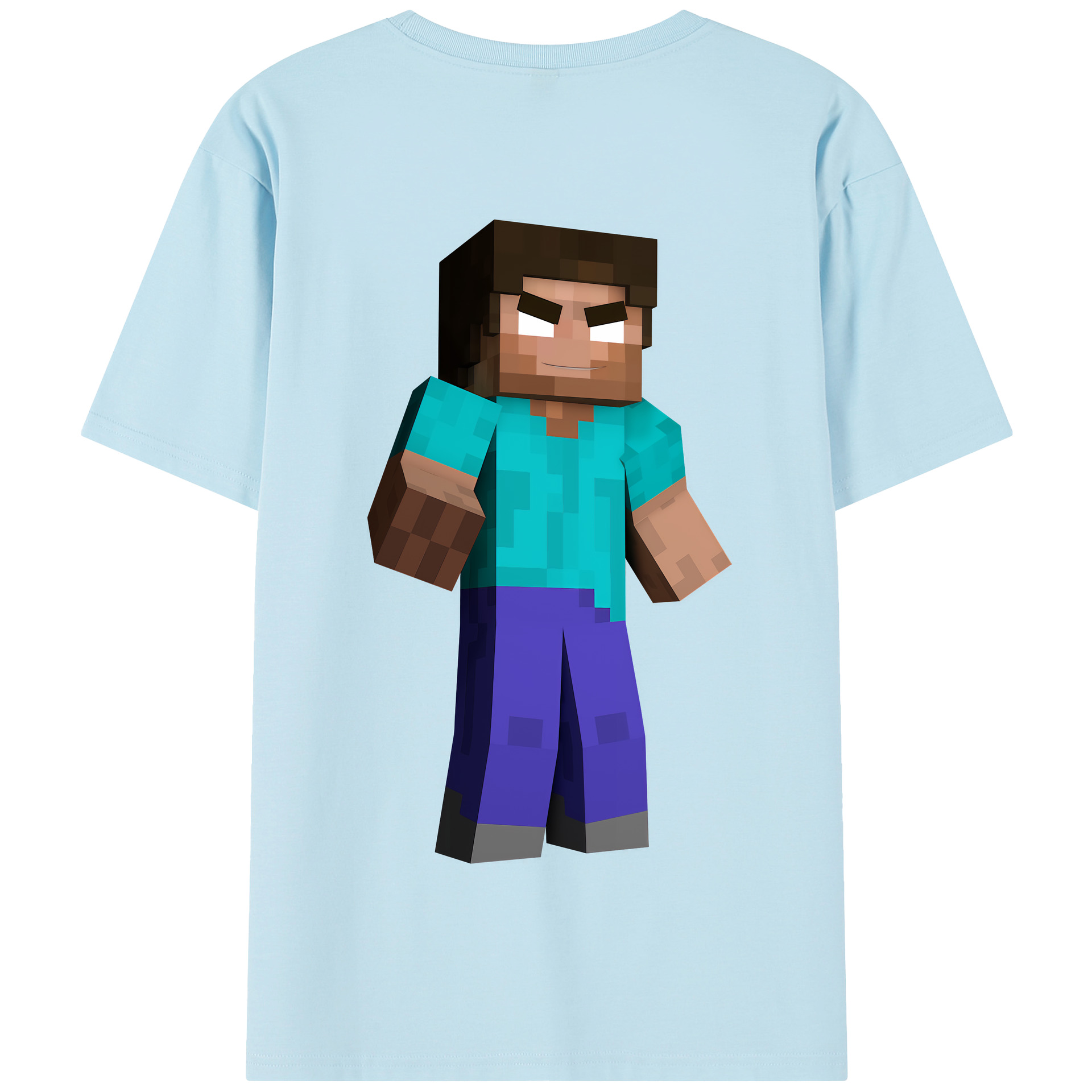 （画像用） マインクラフト ブロックの世界 Minecraft MC Block world 綿100％半袖Tシャツ（背面プリント）